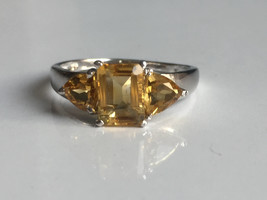 AAA quality clean lustre natural golden topaz ring in 925 sterling silver - £103.92 GBP