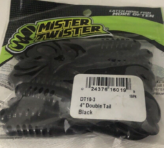 Mr Twister 4&quot; Double Tail Black-1ea 10pk-Brand New-SHIPS N 24 HOURS - £11.38 GBP