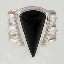 Sajen Black Onyx Sterling Silver Wide Band Ring Size 6.25 - $1,341.46 MXN