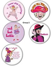 Group #2 BUTTON PIN BACKS 3" FAVORS FUNNY GIFTS FOR RED HAT LADIES OF SO... - $5.99