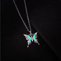 316L Stainless Steel Luminous Glow In the Dark Butterfly Pendant Necklace - 24&quot; - $14.99