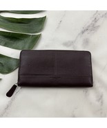 Coach Pebble Leather Zip Around Wallet Dark Purple Accordion Long - $42.56