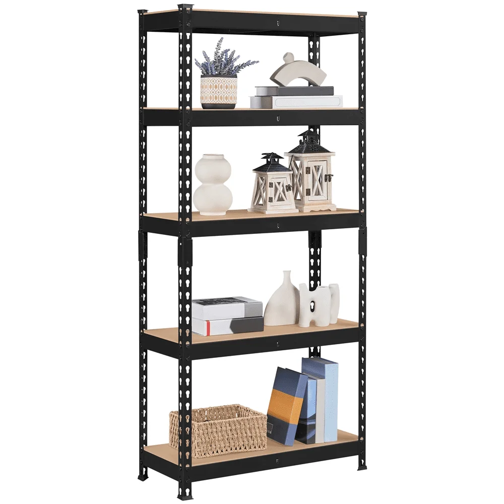 5 Shelf Adjustable  Boltless Storage Shelf Unit, Black - £72.45 GBP