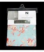 13-Pc NATORI Aqua Coral Shabby Floral Fabric Shower Curtain &amp; 12 Silver ... - $45.09 CAD