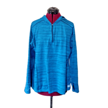 REI 1/4 Zip Pullover Hoodie Heathered Blue Womens Reflective Thumbholes ... - $458.29 MXN