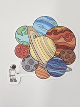 Astronaut Holding Planet Colored and Shaped Balloons Sticker Decal Embel... - £2.45 GBP