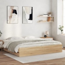 Rustic Sonoma Oak Wooden Large Emperor Size Bed Frame Base With 6 Drawer... - $264.63