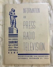 1952-28th Annual Shrine All Star East West Football Bowl Media Press Rad... - £9.34 GBP