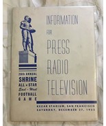 1952-28th Annual Shrine All Star East West Football Bowl Media Press Rad... - £9.28 GBP