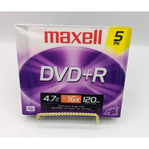 Maxell DVD+R 16X 4.7GB BLANK MEDIA DISCS 5-PACK SET BRAND NEW &amp; SEALED DVD - $8.32