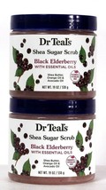 2 Count Dr Teal&#39;s 19 Oz Black Elderberry Essential Oils Shea Butter Sugar Scrub - £27.09 GBP