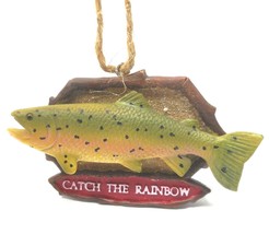 Midwest-CBK Catch the Rainbow Fish on Plaque Christmas Ornament NWT - £6.16 GBP