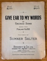 Give Ear to My Words by Sumner Salter No.1 in F,  Vintage Sheet Music 1925 - $11.65