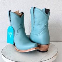 Lane EMMA JANE Turquoise Cowboy Bootie Womens 7 Leather Snip Toe Short Boots - $143.55