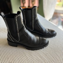 Zara Trafulac Studded Combat/Moto Ankle Boots Black Slip On Size EU37/US... - £28.37 GBP