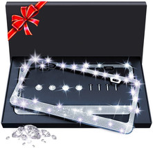License Plate Frame, 2Pack Rhinestone License Plate Frame with Premium  ... - $17.41