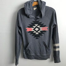 Sundry Hoodie Shirt XS Gray Sweatshirt Long Sleeve Aztec Southwestern Pullover  - £21.10 GBP
