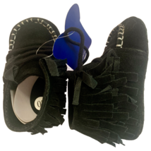 Black Lace-Up Boots Shoe Size 4 Toddler Moccasin Slip Resistant Bottoms New - $181.64 MXN