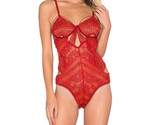 FOR LOVE &amp; LEMONS Womens Bodysuit Etienne Lace Bodysuit Floral Red Size S - £55.41 GBP