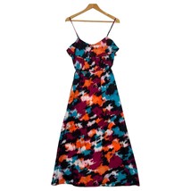 LOFT Maxi Dress Womens Petite 0P Multicolor Abstract Ruffle Sleeveless S... - $21.77