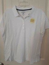 Lee Riders Women&#39;s White Cap Sleeve Polo Golf Shirt XL Instantly Slimming - $23.75