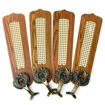 Cane Insert 21&quot; Wood Ceiling Fan Blades &amp; Antiqued Brass Brackets Vintag... - $149.70