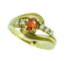 Authenticity Guarantee 
14k Yellow Gold .54ct Orange Genuine Natural Sapphire... - $969.21