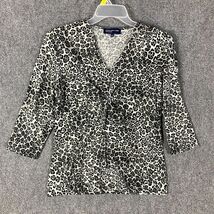 Jones New York Blouse Women&#39;s Large 3/4 Sleeve Cotton Blend Adults L - $15.34 CAD