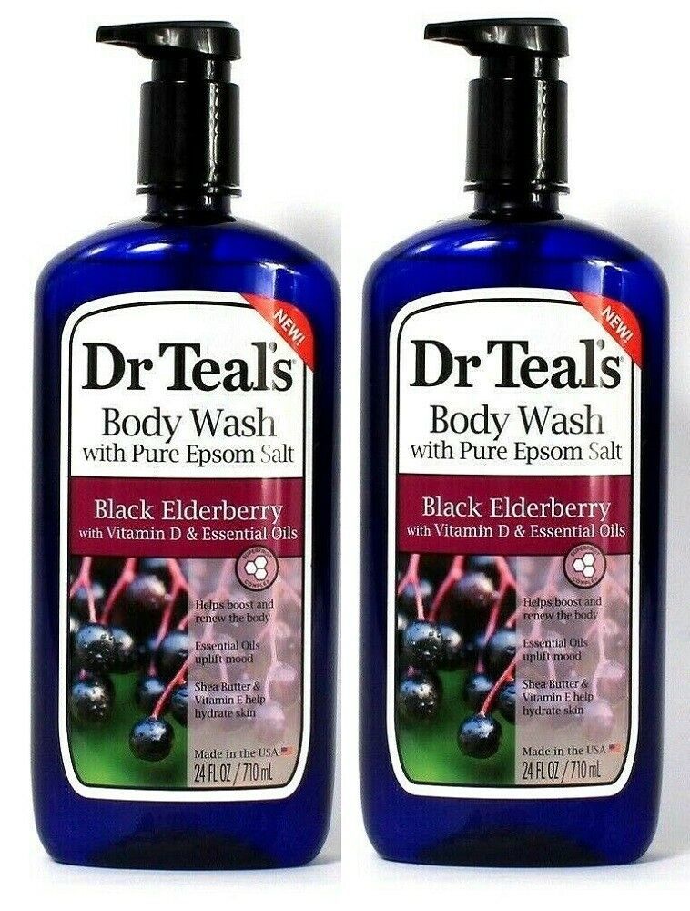 (2 Ct) Dr Teal's Black Elderberry Vitamin D Body Wash With Pure Epsom Salt 24 Oz - £25.54 GBP