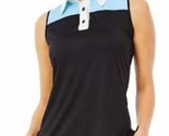 NWT BELYN KEY Black &amp; Sky Blue Colorblock Sleeveless Golf Shirt S M L XL... - $39.99