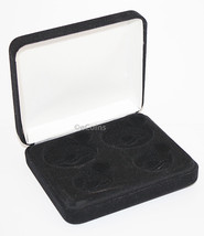 Black Felt Coin Display Gift Metal Plush Box For 2-Quarters Plus 2-IKE/ASE - £7.41 GBP