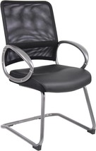 Mesh Back Guest Chair With Pewter Finish, Black, 250 Lb., By Boss Office - £83.63 GBP