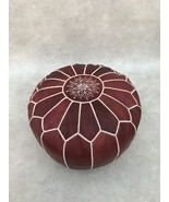 Brown Oxblood Red Moroccan Leather Pouf Cover - $130.00+