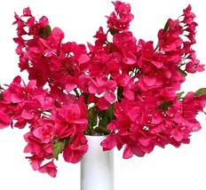 Pack Of 8 Silk Bougainvillea Artificial Flowers Stems Full, 31.5&quot; (Fuchsia). - £38.29 GBP