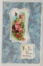 Birthday Beautiful Roses with Silver Blue 1912 to Northfield Henley Postcard S1 - £3.10 GBP