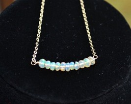 Handmade Ethiopian yellow opal gemstone 14k gold filled dainty Necklace - £31.44 GBP