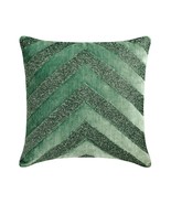 Teal Blue Velvet Beaded Embroidered Chevron 16&quot;x16&quot; Throw Pillow Cover H... - £54.39 GBP+