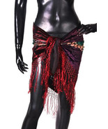 Burgundy Multi-Colored ArtDeco Bohemian Renaissance Tribal Hip Scarf Boh... - $95.72 CAD