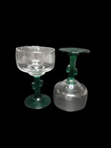 Libbey Cactus Glass Green Clear Stemware Margarita Cocktail Set of 2 - £15.89 GBP