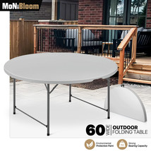 Grey 5Ft[Foldable Round Table]Outdoor Camp Portable Picnic Dinning Desk W/Handle - £222.53 GBP