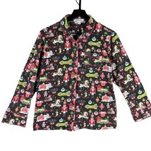 Disney Parks Christmas Pajama Shirt Womens Holiday Top Adult Black Size Medium - $10.21