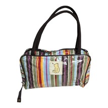 Winnie the Pooh Vinyl Striped Zipper Handbag – Versatile Storage/Lunch B... - $15.90