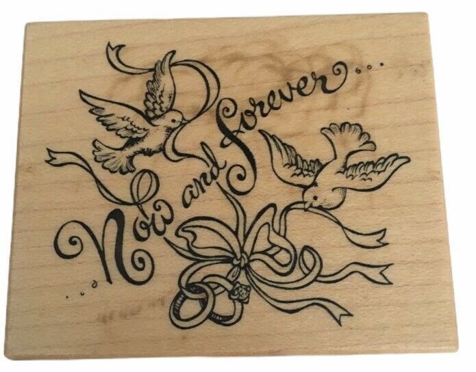 PSX Rubber Stamp Now and Forever Words Doves Couple Wedding Card Making F-2093 - $8.10