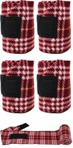 Horse Tack Grooming Leg set of 4 Polo Wrap Soft Fleece Burgundy Plaid  9... - $342.73 MXN