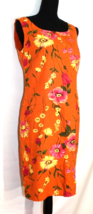 Suzanne Taylor Floral Woman Dress Size 8 Orange Knee Length Bodycon Nwt Vintage - £51.23 GBP