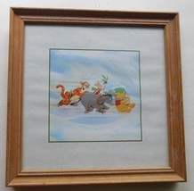 Framed Winnie the Pooh  Art Print Skating with Eeyore &amp; Tigger 9.75&quot; Disney - £14.98 GBP