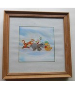 Framed Winnie the Pooh  Art Print Skating with Eeyore &amp; Tigger 9.75&quot; Disney - £14.86 GBP
