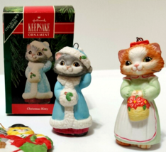 2 Cat Figurines/Ornaments Hallmark Vintage Christmas Holiday Gray/Ginger... - $11.64