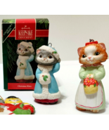 2 Cat Figurines/Ornaments Hallmark Vintage Christmas Holiday Gray/Ginger... - £9.13 GBP
