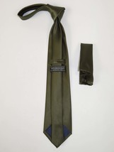 Men's Satin Silky Tie Hankie Set J.Valintin Private Collection R70 Olive Green image 2